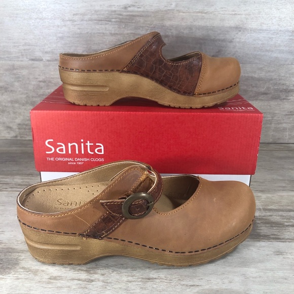 Sanita Shoes - NEW Sanita Chester Leather Clog Cognac Brown Tan Women 6.5-7 (EU 37)